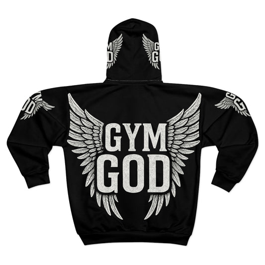 Gym God wings Zip Hoodie | Red All-Over Print
