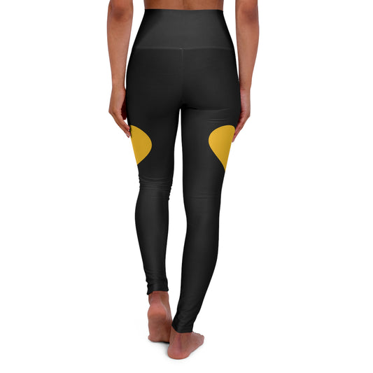 Gym Goddess High-Waisted Yoga Leggings – Black with Gold Heart Accent