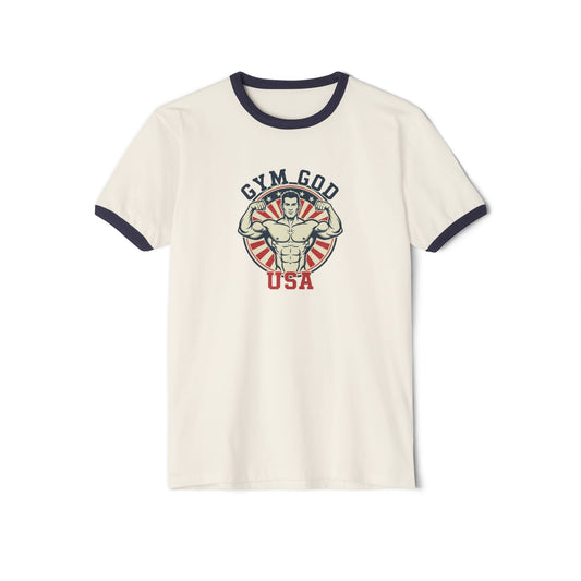Gym God USA Muscle Graphic Ringer Tee