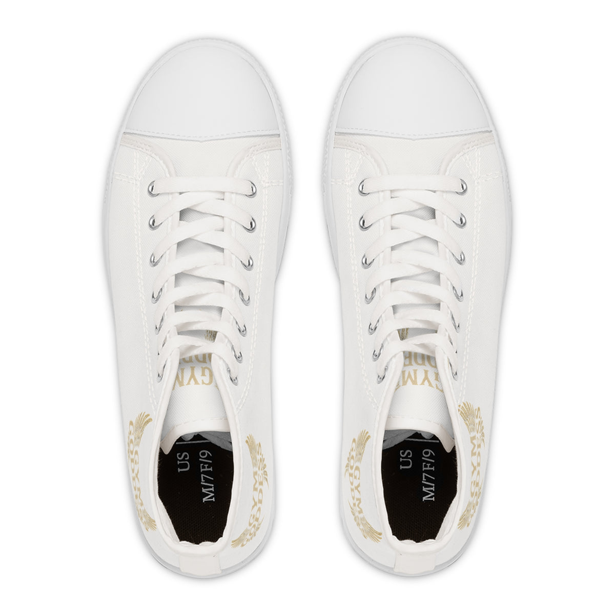Golden Winged Emblem women's High Top Sneakers | White Canvas High Tops