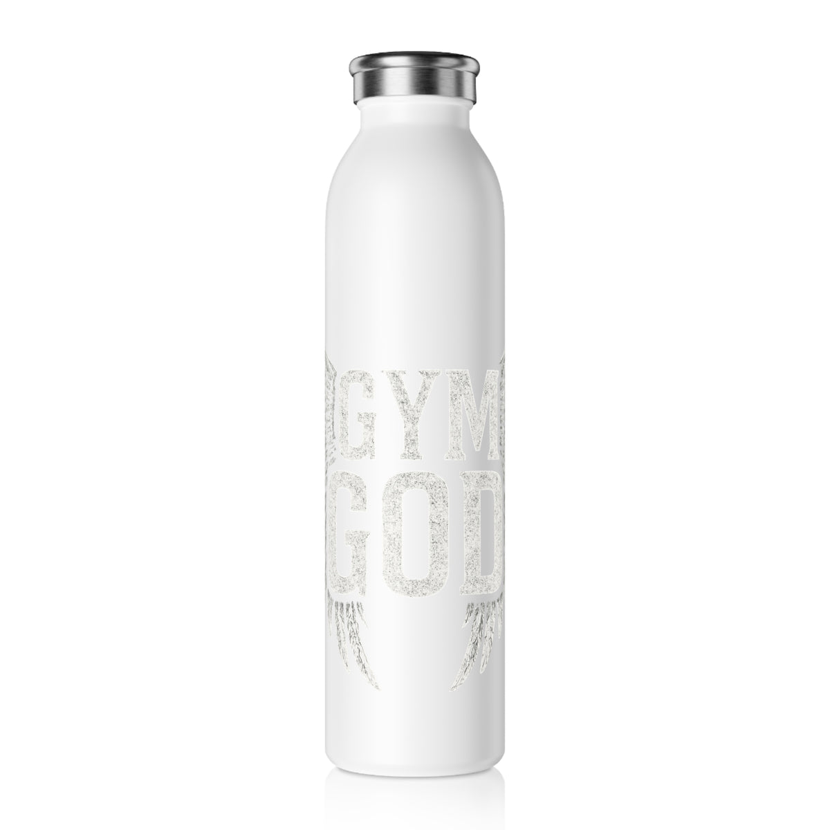 Gym God Slim Water Bottle | Winged Fitness Logo
