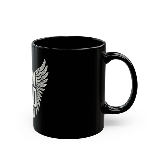 Gym God Mug | Black Coffee Cup with Winged Fitness Design