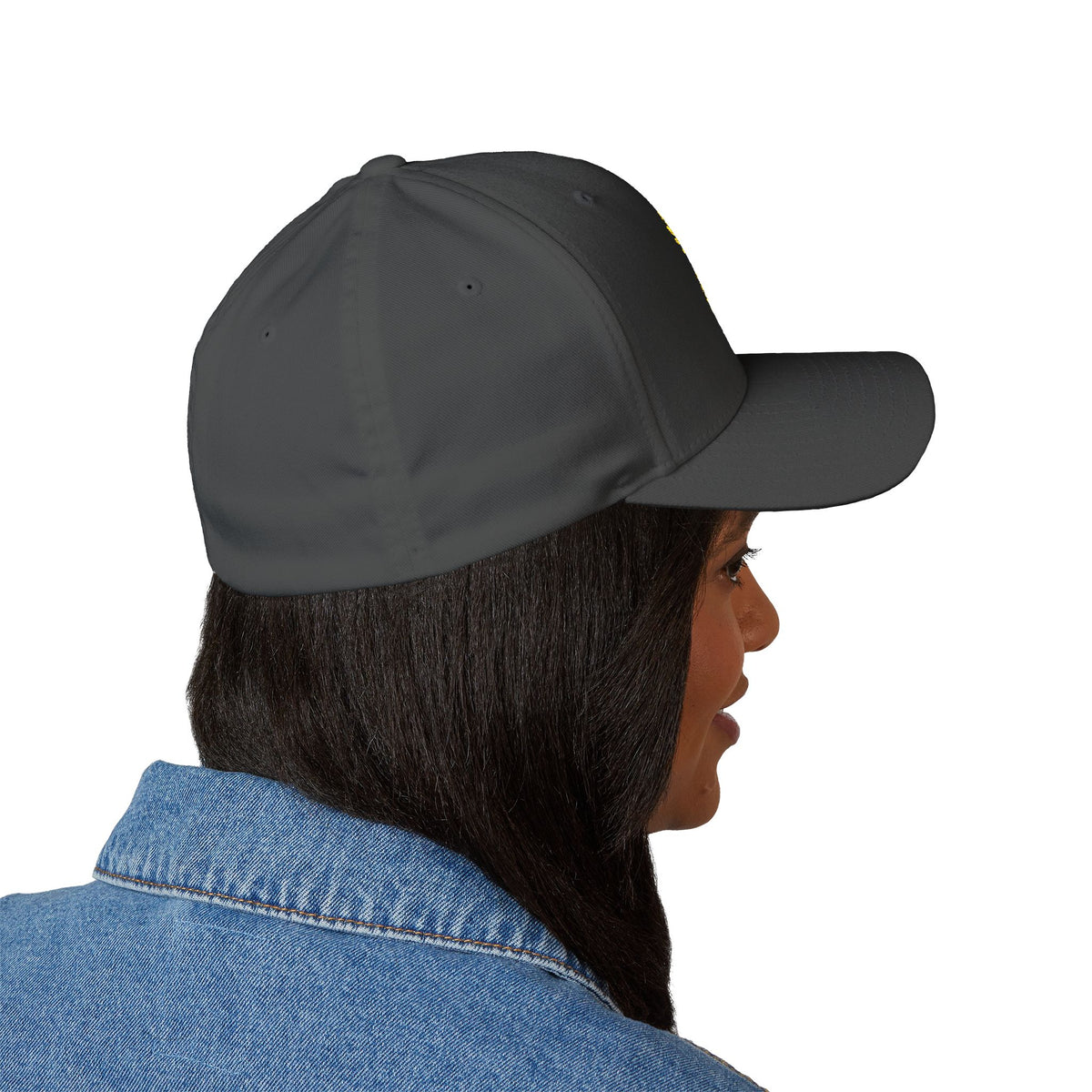 Gym God Wings Embroidered Fitted Cap | Black & Dark Grey
