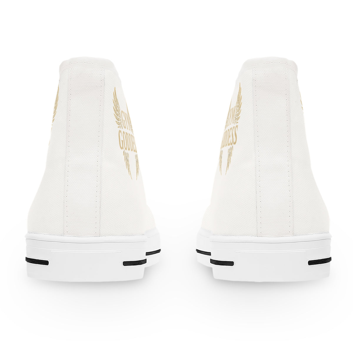 Golden Winged Emblem women's High Top Sneakers | White Canvas High Tops