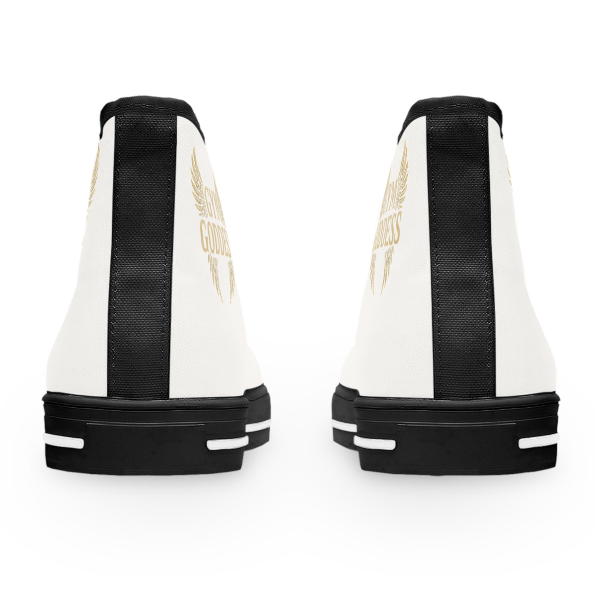 Golden Winged Emblem women's High Top Sneakers | White Canvas High Tops
