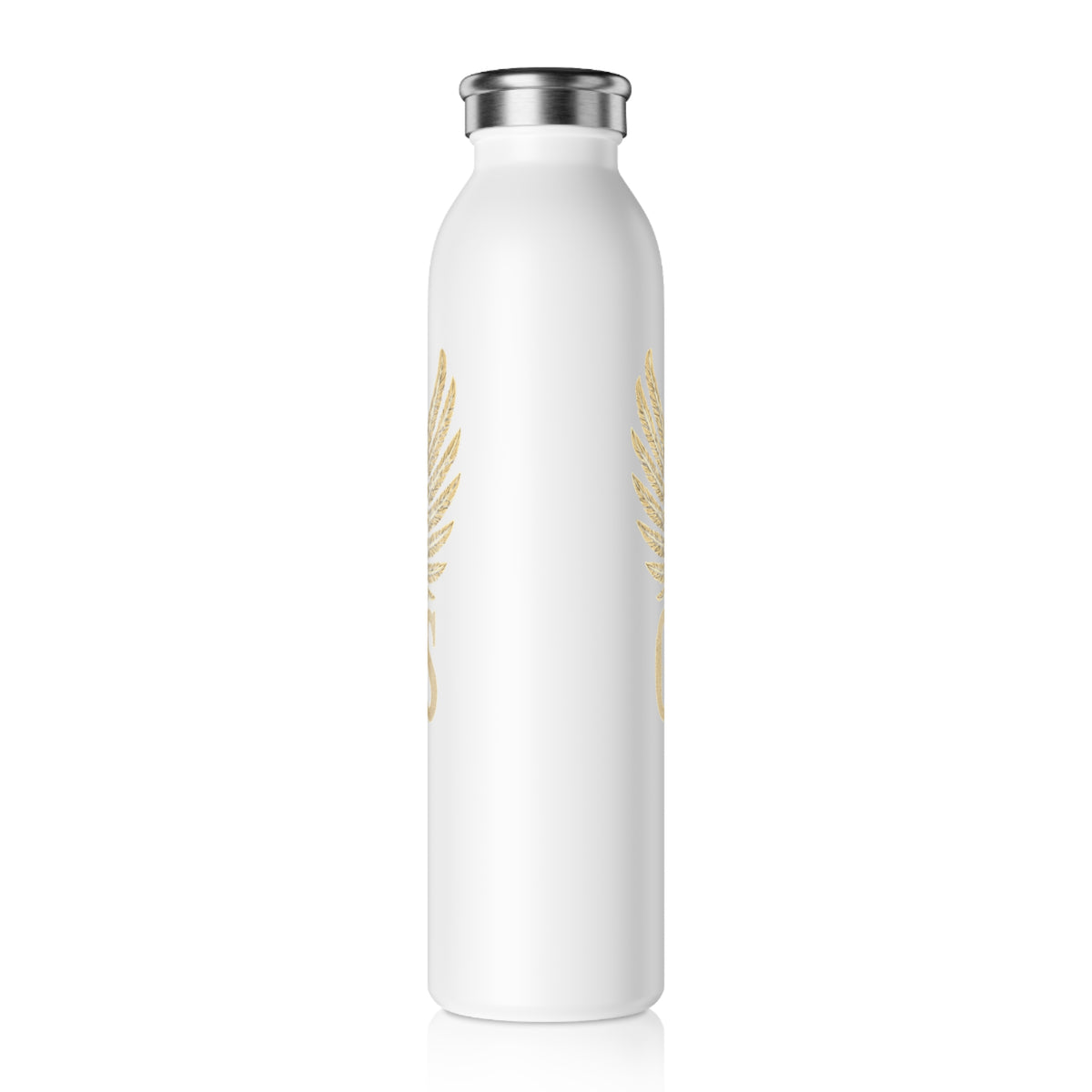 Gym Goddess water bottle | Slim Stainless Steel Bottle, Gold Wing Fitness Design