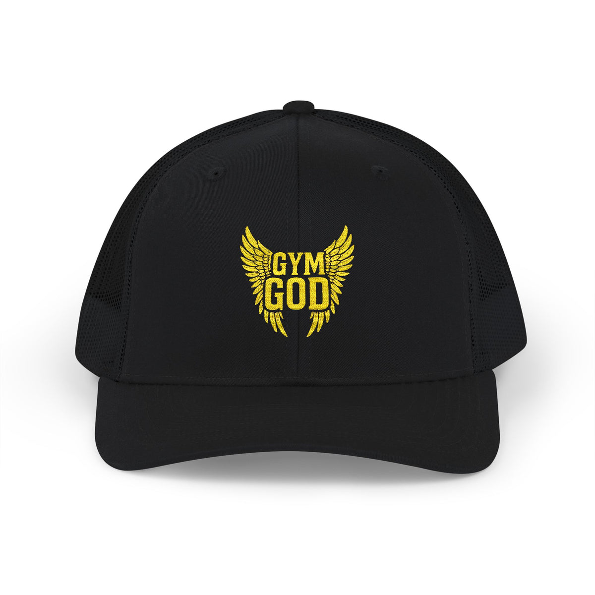 Gym God Trucker Cap — Embroidered Fitness Snapback Hat