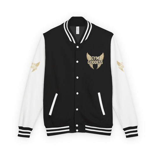 Gym Goddess Letterman Jacket | Red White Winged Fitness Design