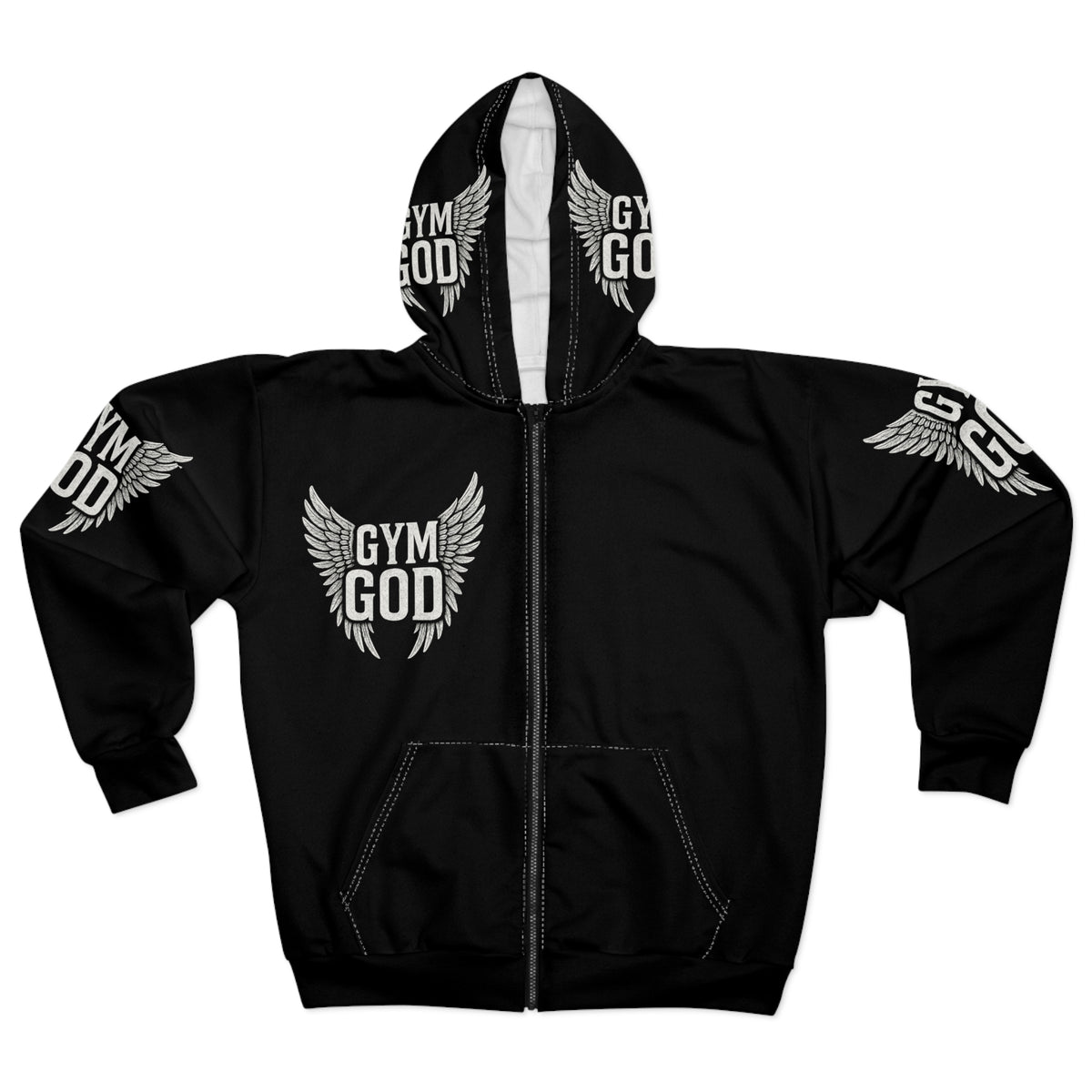 Copy of Gym God wings Zip Hoodie | Red All-Over Print