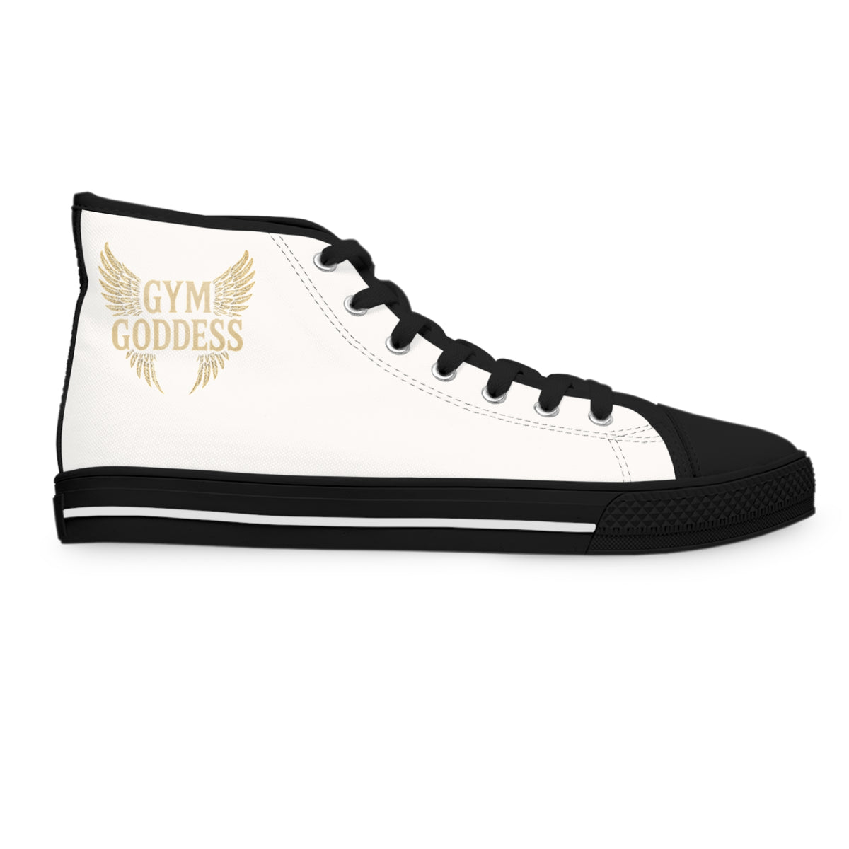 Golden Winged Emblem women's High Top Sneakers | White Canvas High Tops