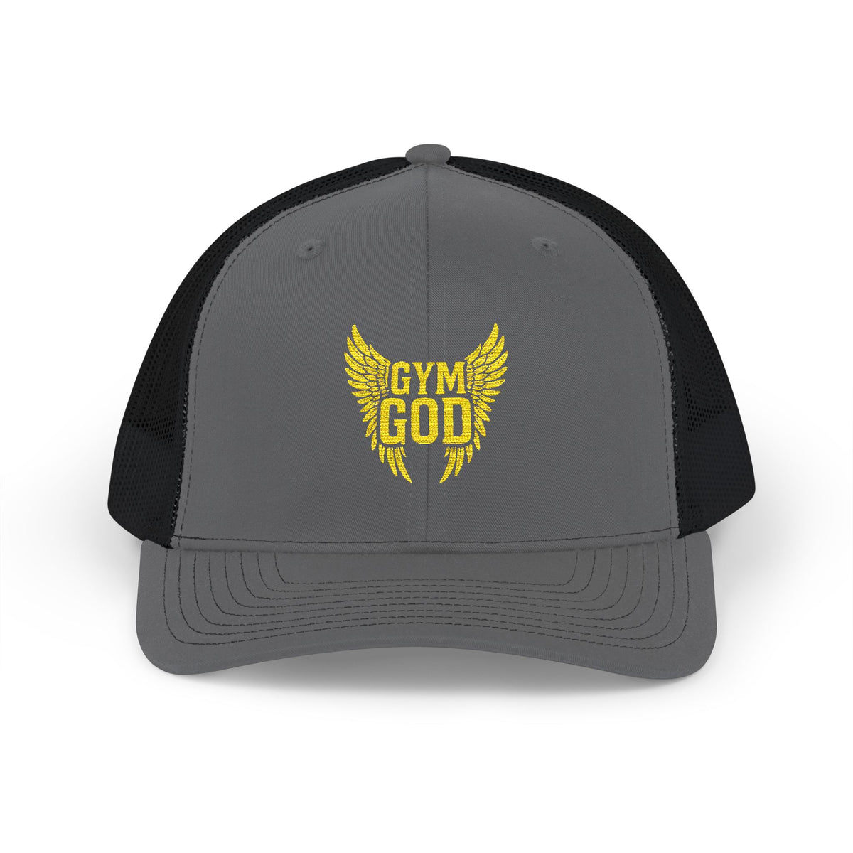 Gym God Trucker Cap — Embroidered Fitness Snapback Hat
