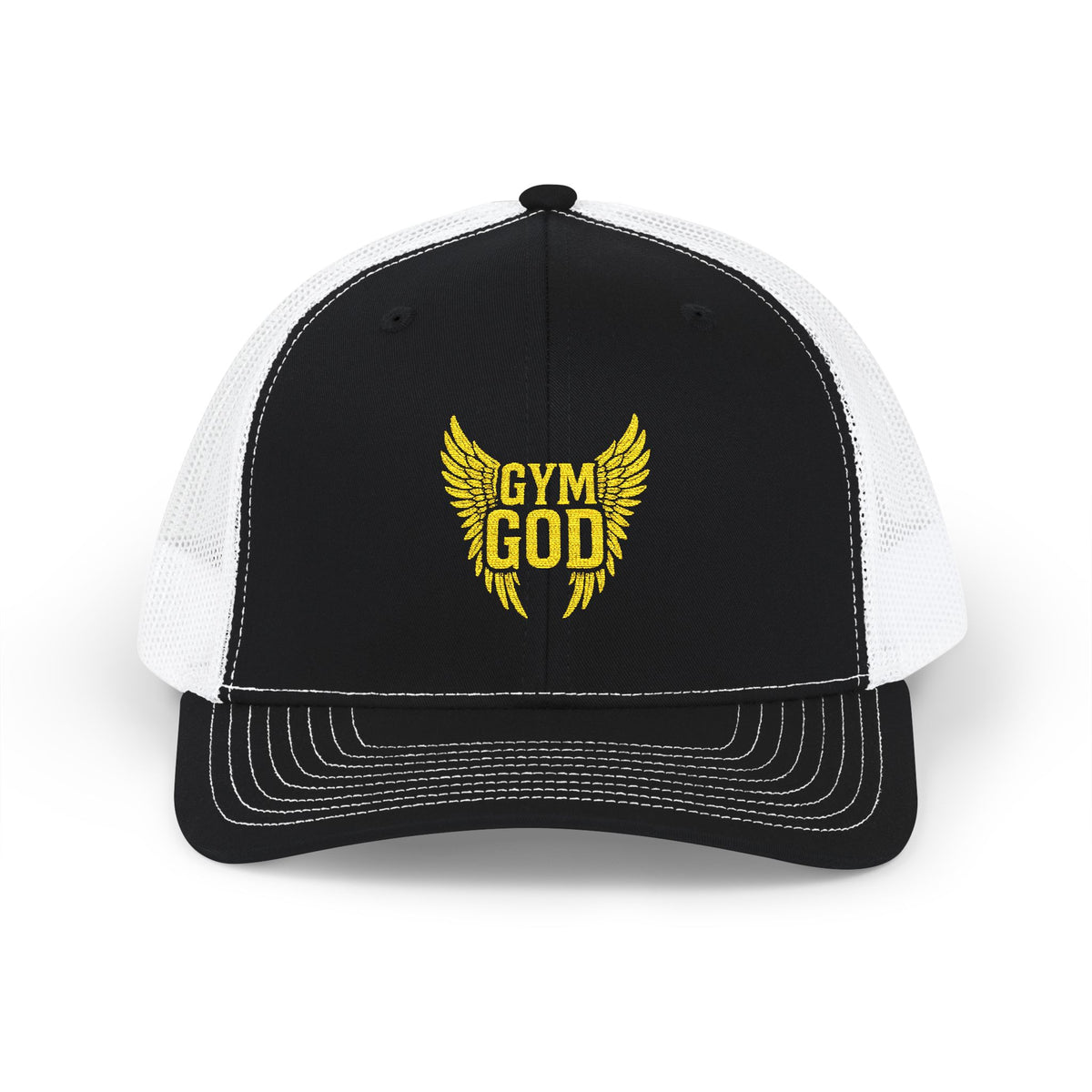Gym God Trucker Cap — Embroidered Fitness Snapback Hat