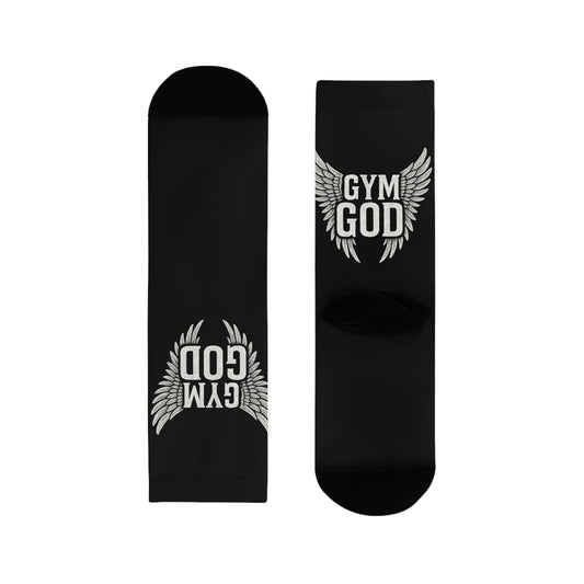 Gym God Wings Crew Socks | Athletic Workout Fitness Socks
