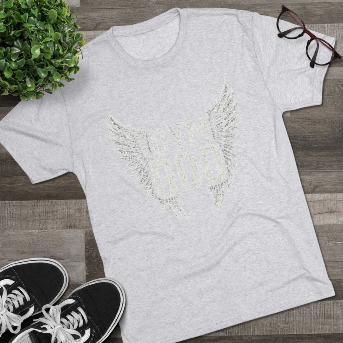 Gym God Wings Tri-Blend Tee | Soft Unisex Workout Shirt
