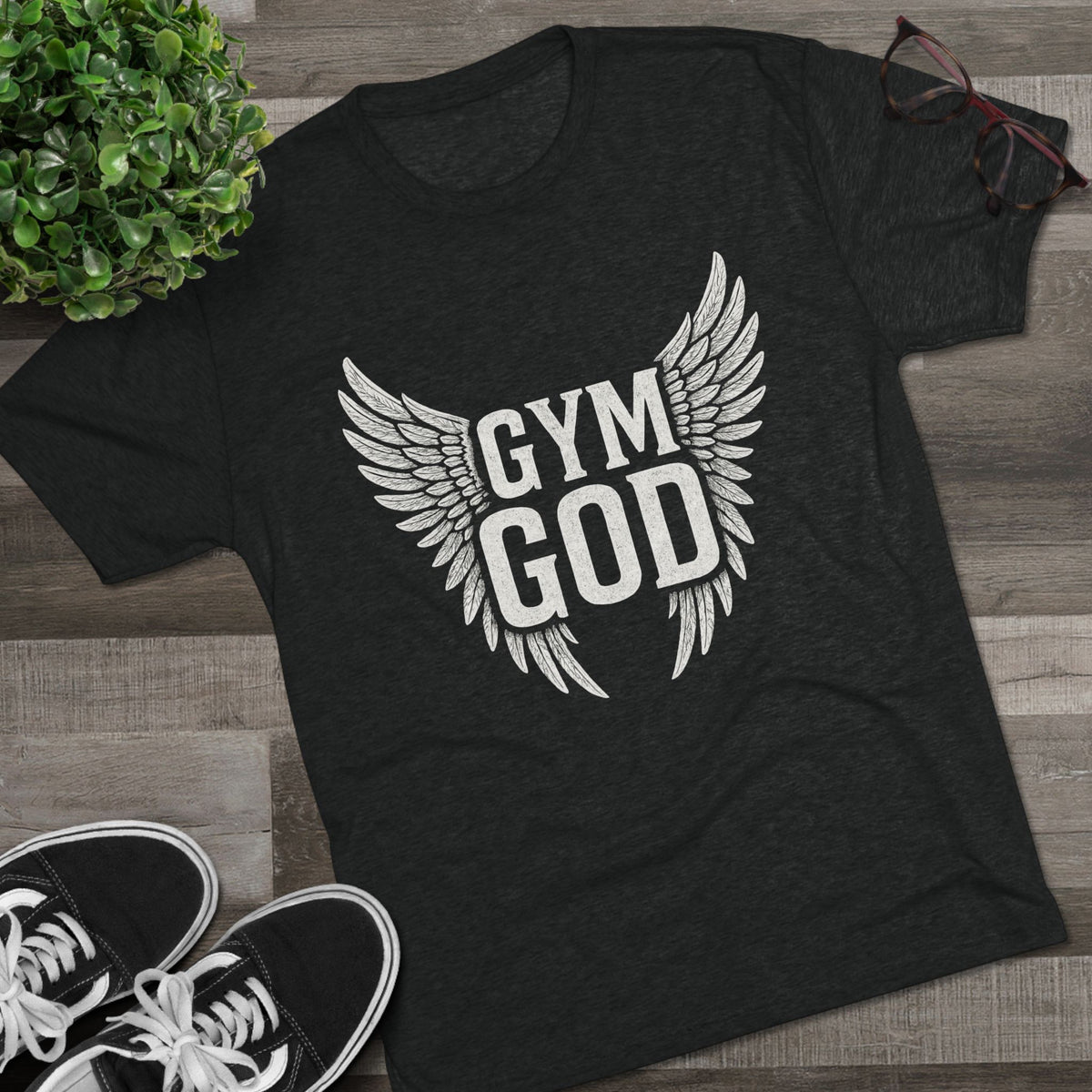 Gym God Wings Tri-Blend Tee | Soft Unisex Workout Shirt