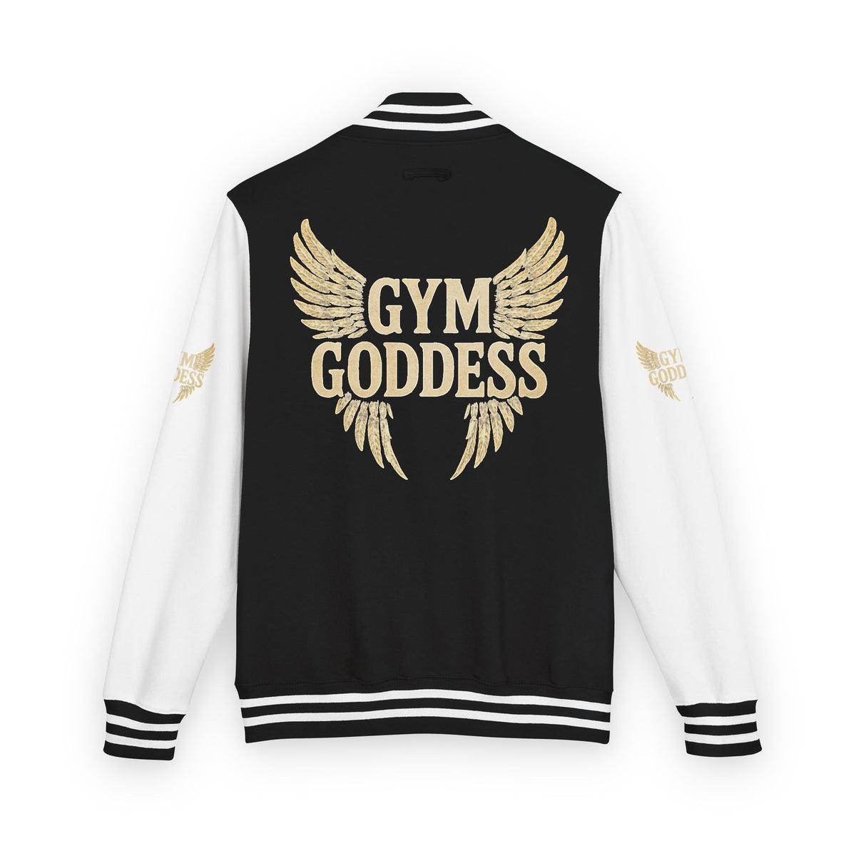 Gym Goddess Letterman Jacket | Red White Winged Fitness Design
