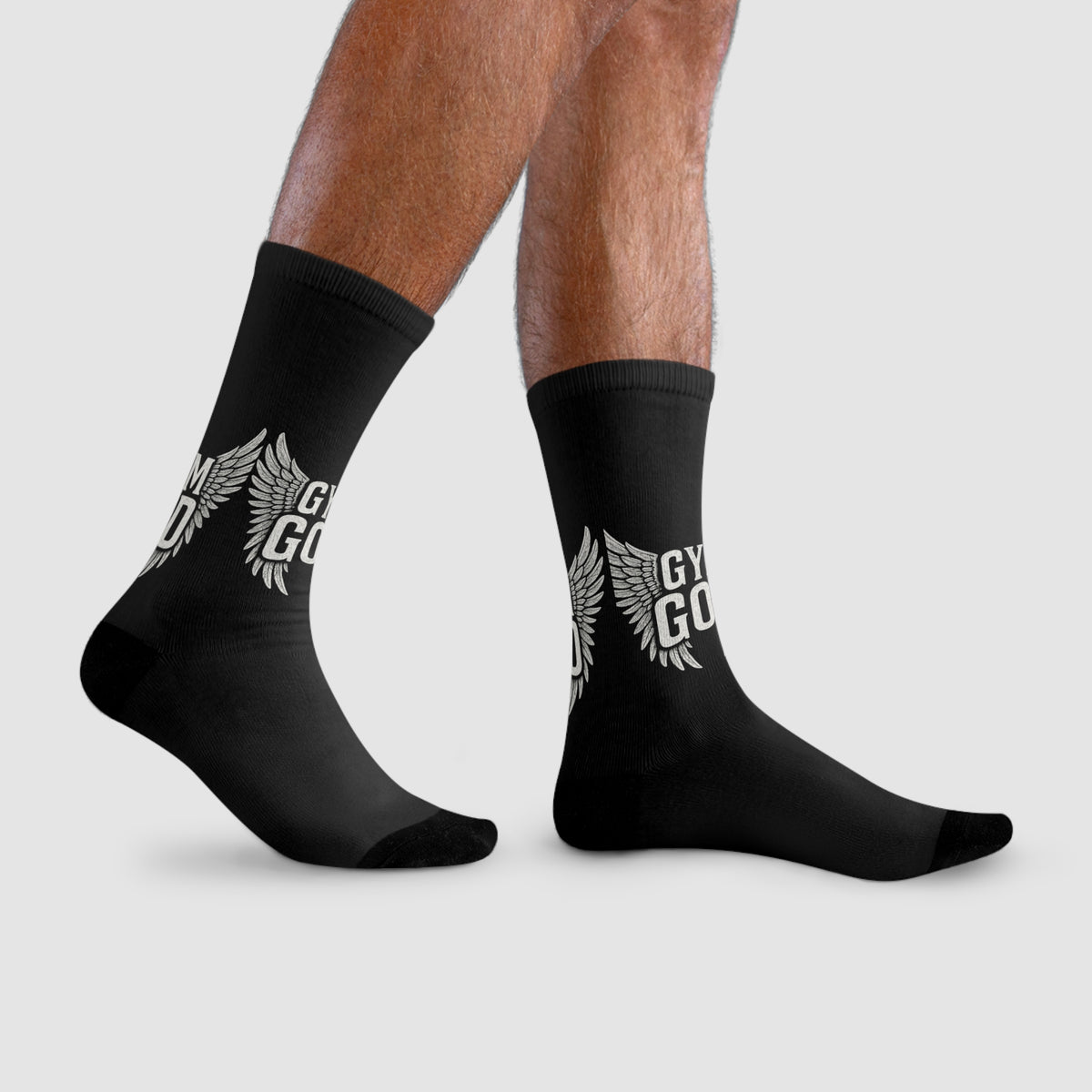 Gym God Wings Crew Socks | Athletic Workout Fitness Socks
