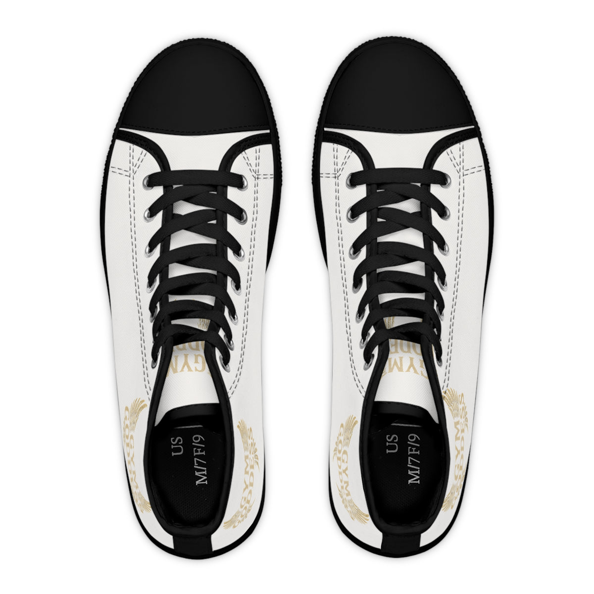 Golden Winged Emblem women's High Top Sneakers | White Canvas High Tops