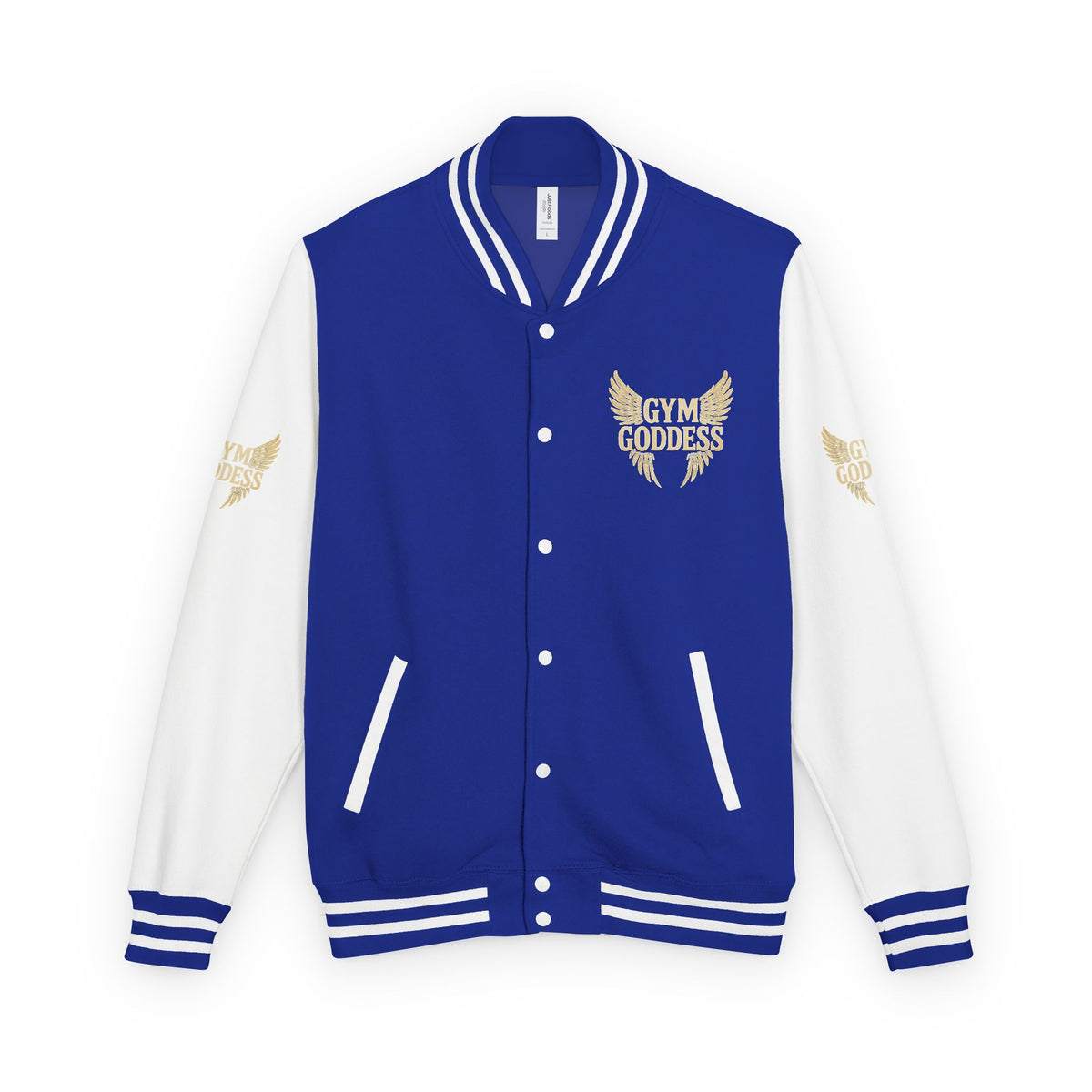 Gym Goddess Letterman Jacket | Red White Winged Fitness Design