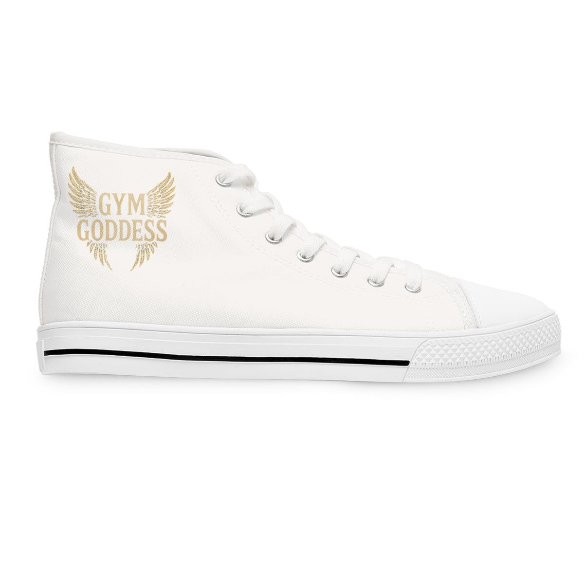 Golden Winged Emblem women's High Top Sneakers | White Canvas High Tops